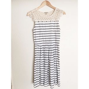 Anthropologie Bordeaux scalloped stripe dress